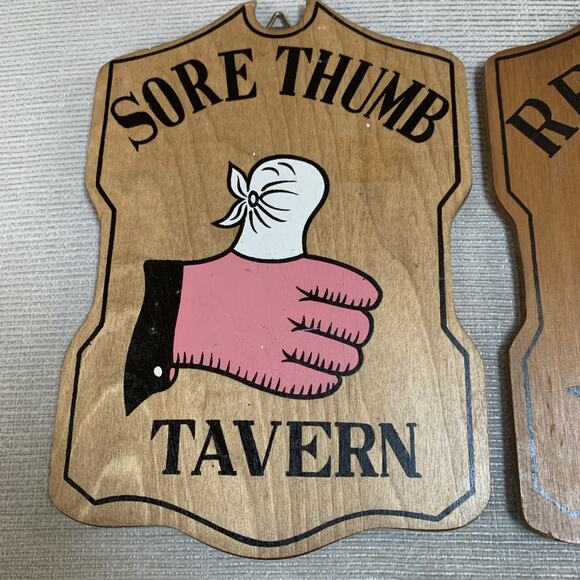 Wooden Tavern Signs Plaques 9” Lot Of 2 Wall Decor Man Cave Vintage - Picture 2 of 5
